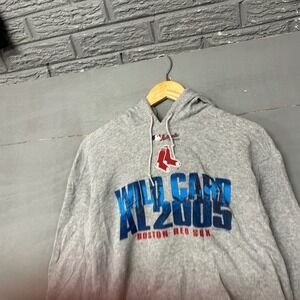 Vintage Lee Sport Boston Red Sox 2005 AL Wild Card Hoodie Mens Grey MLB